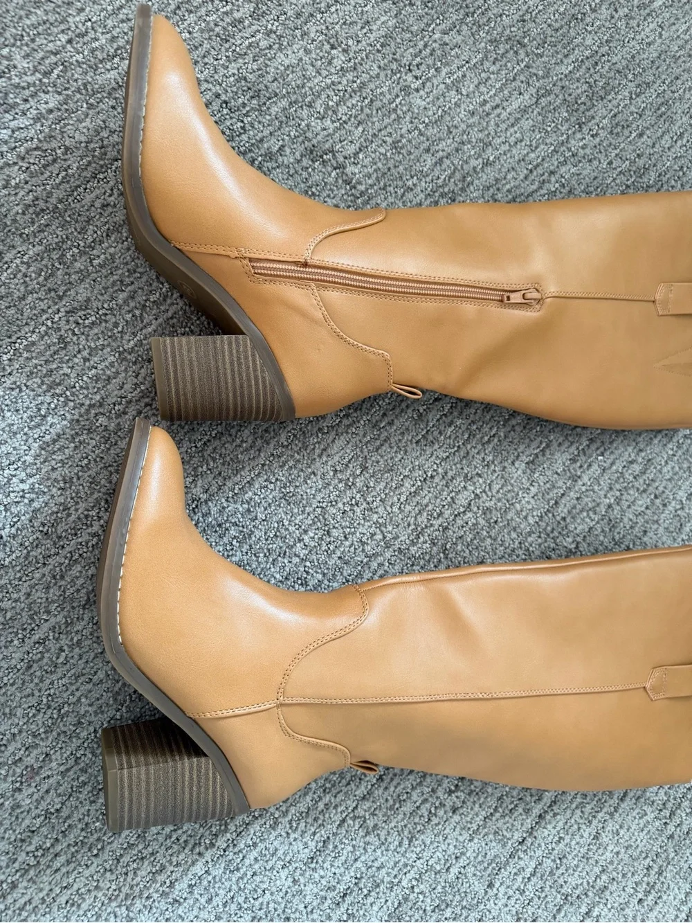 Women's Tall Tan Block-Heel Boots
